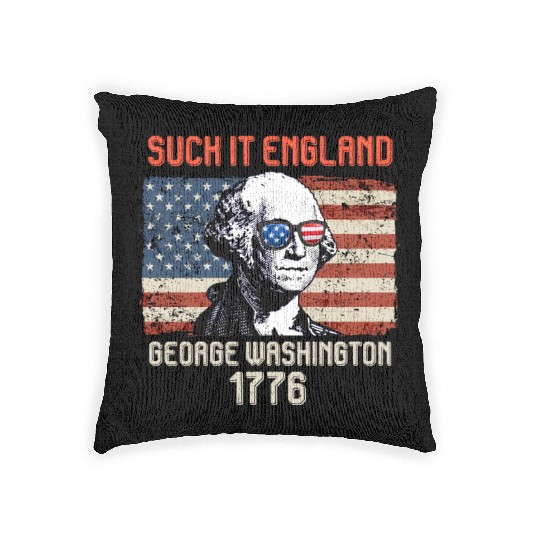 Suck it England George Washington 1776 USA Woven Pillows