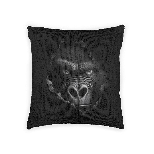 Gorilla Face Wall Animal Print Animal Woven Pillows
