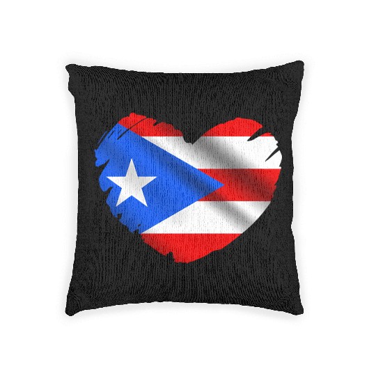 Puerto Rico Flag On Shape Of He Puerto Ricans Woven Pillows