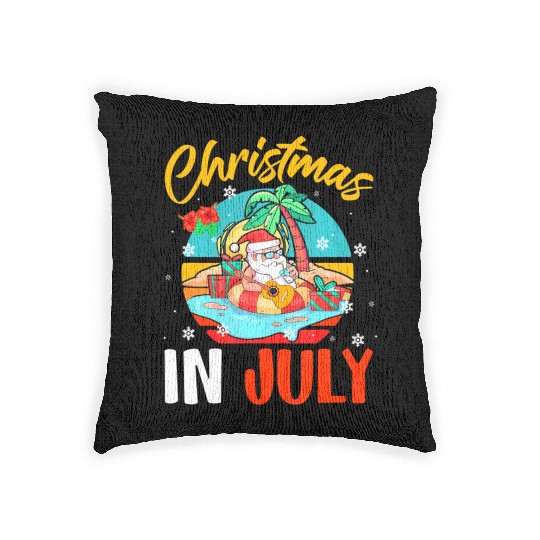 Christmas In July Hawaiian Santa Relaxing On Woven Pillows