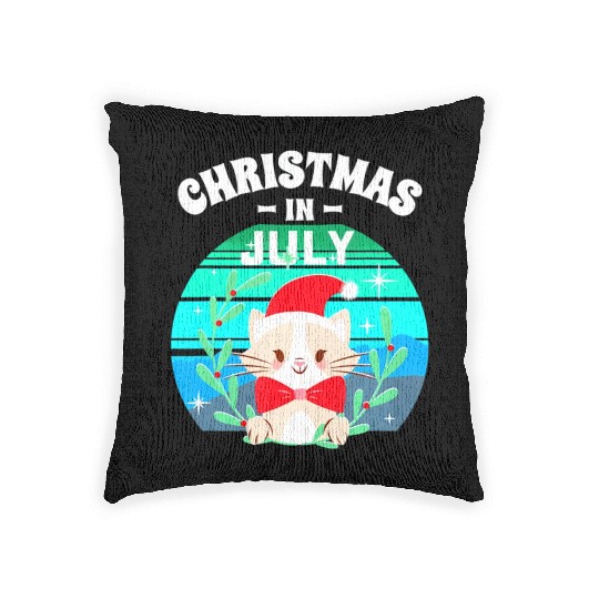 Christmas in July for Women Men Cat Christmas Woven Pillows