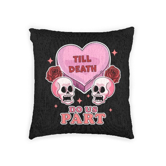 Till Death Do Us Part Skeleton Skull Valentine s Woven Pillows