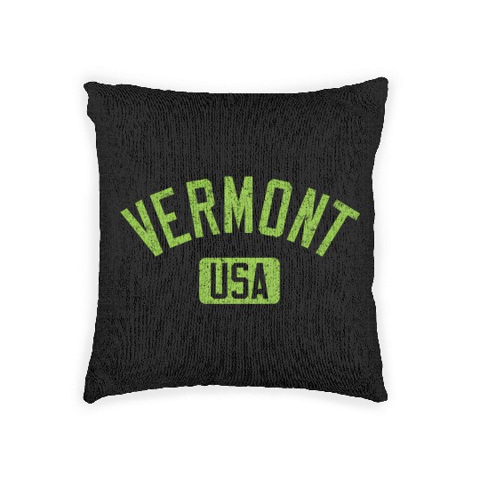 Vermont Usa Arched Text Distressed Lime Green Prin Woven Pillows
