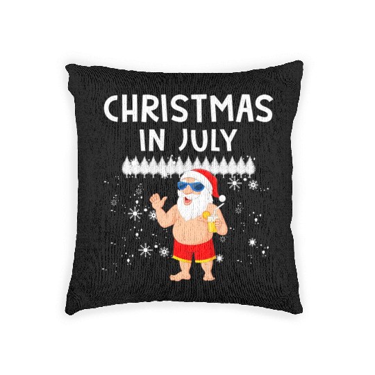 Funny Santa Christmas In July Summer Xmas Gif Woven Pillows