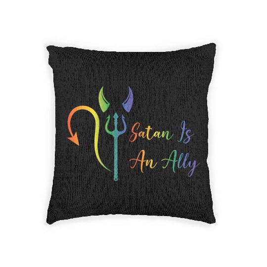Funny Hail Gay Satan Lgbt Goth Gay Pride Baphomet Woven Pillows