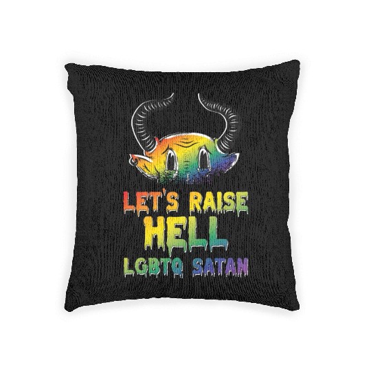 Funny Hail Gay Satan Lgbt Goth Gay Pride Baphomet Woven Pillows