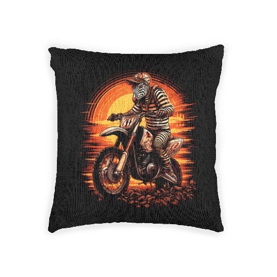 Dirt Bike Zebra Biker Motocross Motorcycle Racer R Woven Pillows