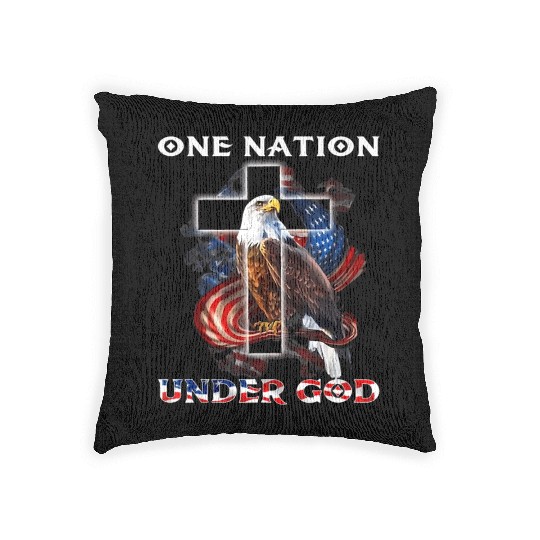 One Nation Under God Jesus Usa Cross Bald Eagle Woven Pillows