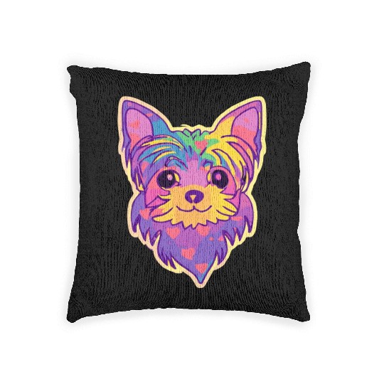 Yorkshire Terrier Rainbow Dog Lover Yorkie Woven Pillows