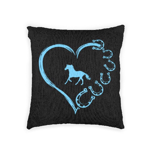 Horseshoe Heart Horse Mom Horseback Riding Woven Pillows