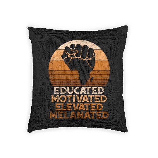 Juneteenth Educated Motivated Elevated Melanated M Woven Pillows