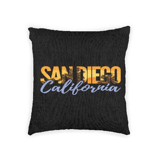 San Diego California Beach Vacation Woven Pillows