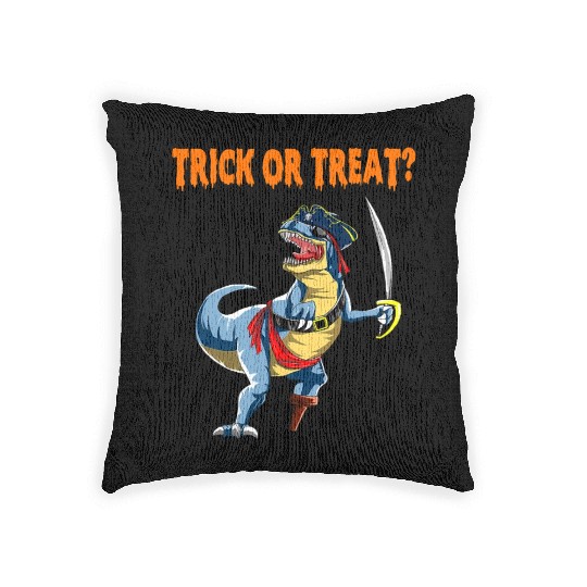 Trick or Treat Halloween Dinosaur T rex Pirate Woven Pillows