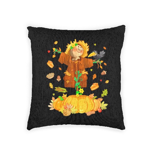 Scarecrow Pumpkin Garden Hello Thanksgiving Woven Pillows