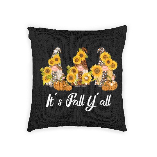 Happy Fall Y'all Gnomes Leopard Pumpkin Autumn Woven Pillows