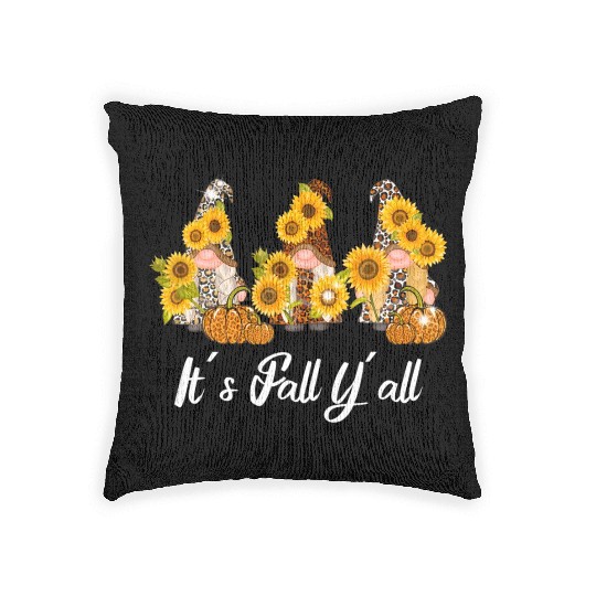 Happy Fall Y'all Gnomes Leopard Pumpkin Autumn Woven Pillows