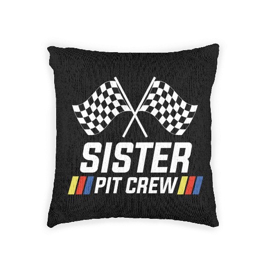 Pit Crew Sister Matching Racer Drag Racing Woven Pillows