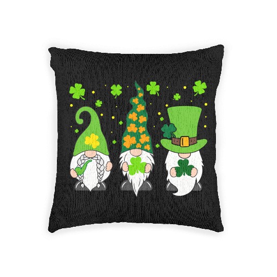 St Patrick'S Day Three Gnomes Shamrock Irish Woven Pillows