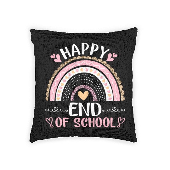 Happy End Of School Student Teacher Leopard Woven Pillows