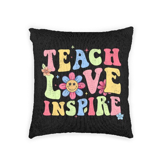 Groovy Teach Love Inspire Prek Back To School Woven Pillows