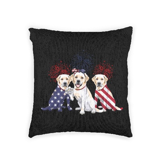 Labrador Retriever Us Flag 4Th Of July Independenc Woven Pillows
