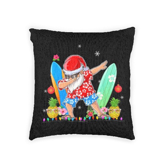 Dabbing Santa Christmas In July Hawaiian Xmas Woven Pillows