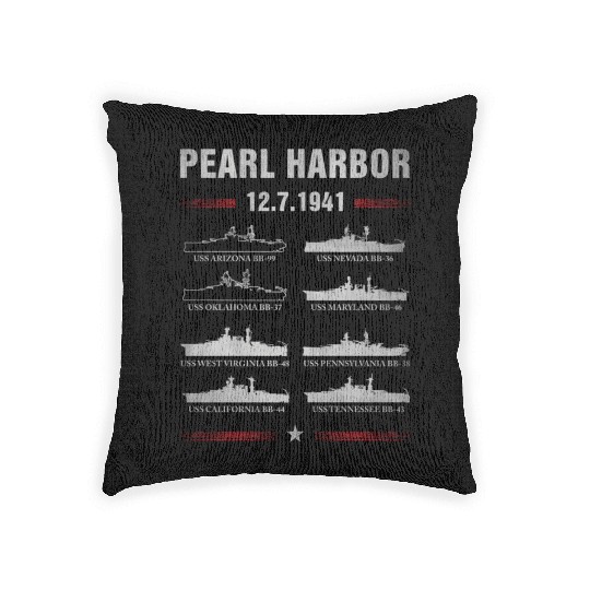 Pearl Harbor Battleship Memorial Day December 7Th Woven Pillows