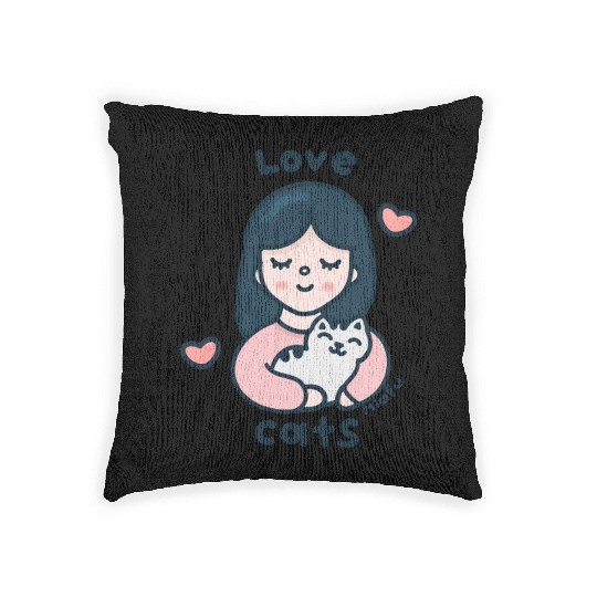 Kawaii Cat Lover Woven Pillows