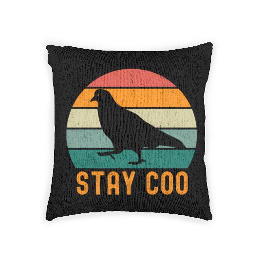 Stay Coo Pigeon Woven Pillows Vintage Retro Bird