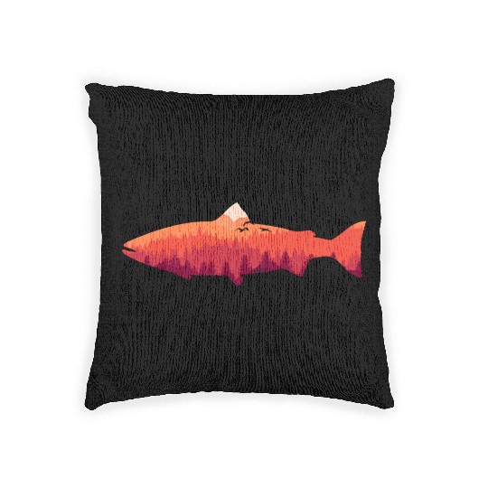 Trout Fly Fishing Nature Outdoor Fisherman Woven Pillows