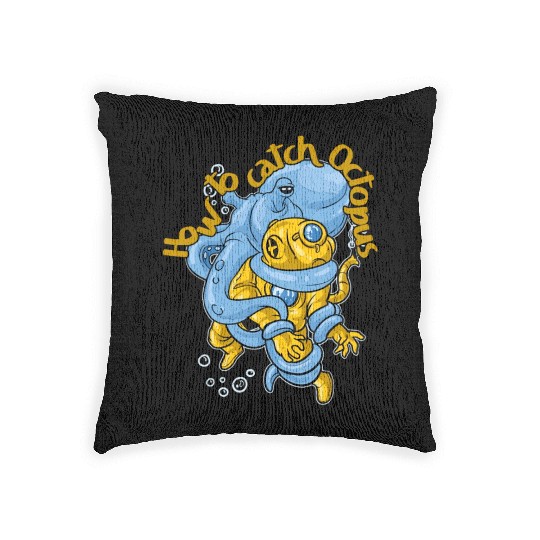 Deep Diver Octopi How To Catch Octopus Woven Pillows