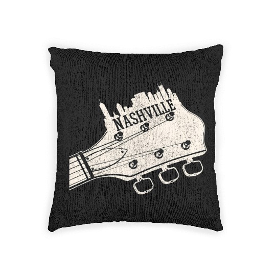 Nashville Guitar Skyline Country Music City Woven Pillows