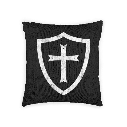 Knights Templar Cross And Shield Crusader History Woven Pillows