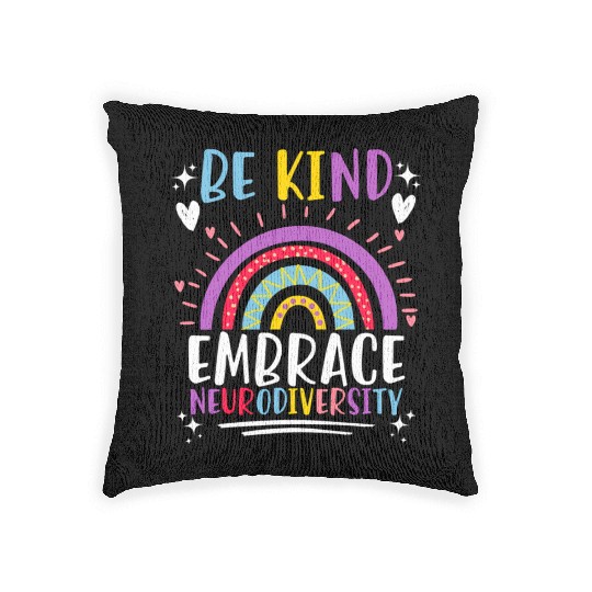 Be Kind Embrace Neurodiversity Awareness Woven Pillows