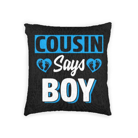 Cousin Says Gender Reveal Team Blue Baby Py Woven Pillows