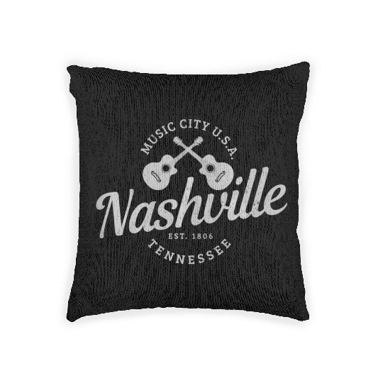 Nashville Tennessee Guitar Country Music City Woven Pillows