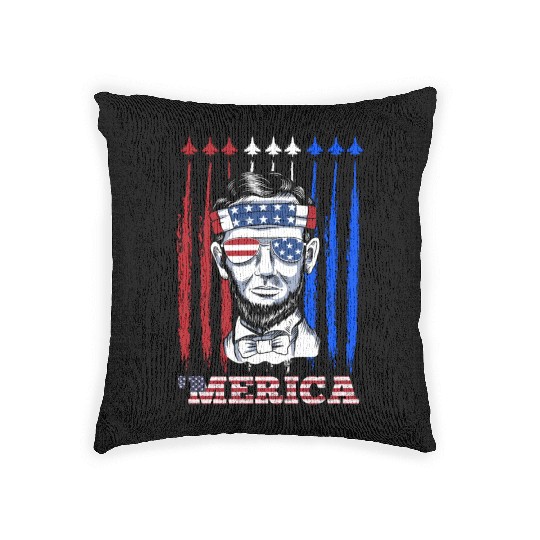 Merica Lincoln Independence Day Party Patriots Woven Pillows