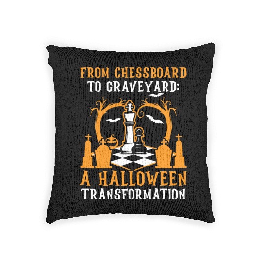 Chess Halloween Trick Or Treat Chess Board Game Woven Pillows