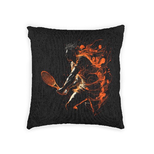 Tennis Player Retro Tennis Vintage Flames Woven Pillows