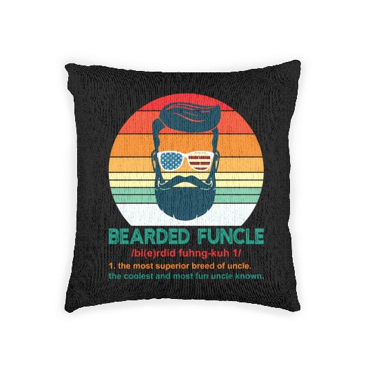 Bearded Funcle Definition Uncle Woven Pillows