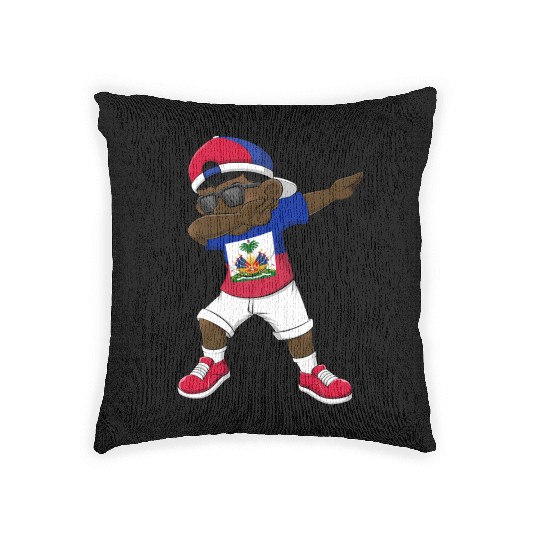Dabbing Haitian Haiti Flag Dab Dance Woven Pillows