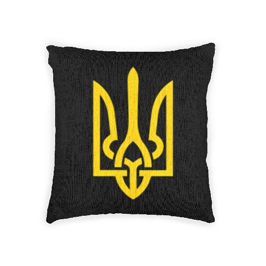 Ukraine Trident Symbol Middle Ukrainian Zeleny Woven Pillows