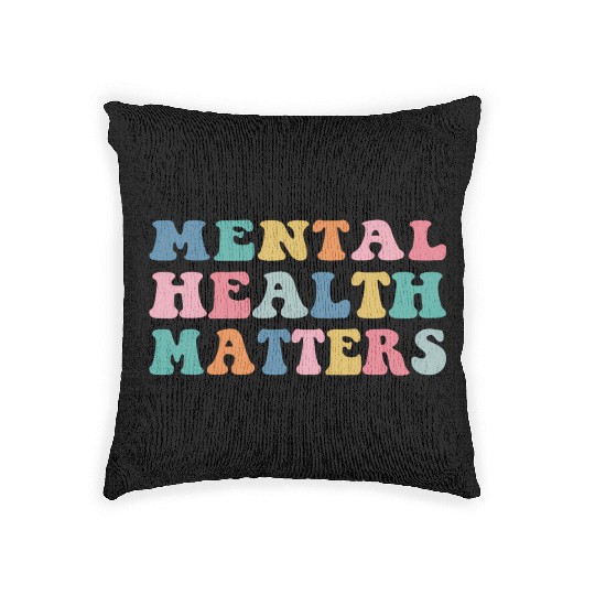 Mental Health Matters Colorful Aesthetic Preppy Woven Pillows