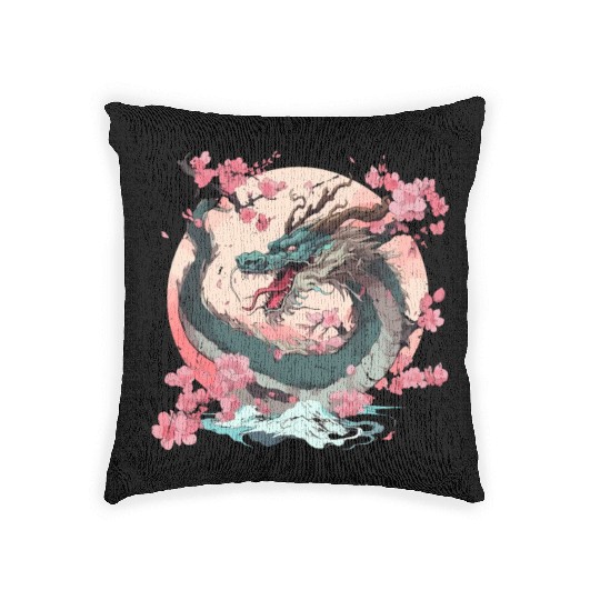 Japanese Dragon Cool Fantasy Chinese Asian Dragon Woven Pillows
