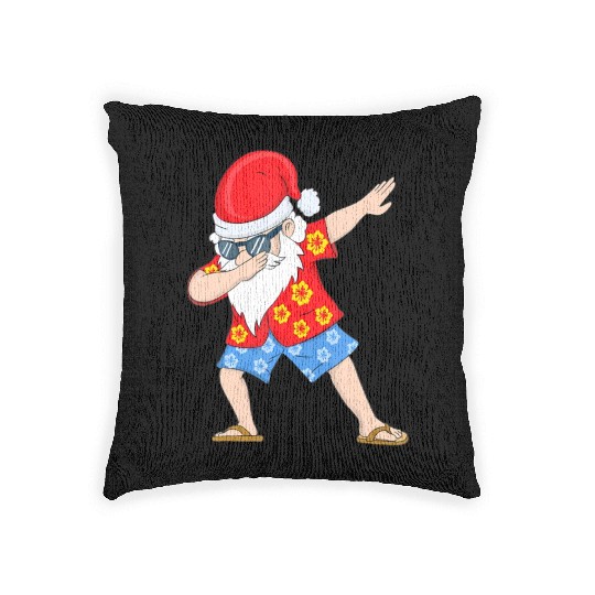 Christmas in July Santa Hawaiian Dabbing Santa Woven Pillows