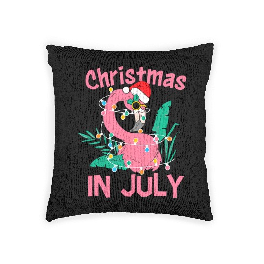 Funny Summer Beach Vacation Christmas In July Woven Pillows