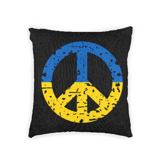 Ukraine Peace Sign Ukrainian Flag Colors Woven Pillows
