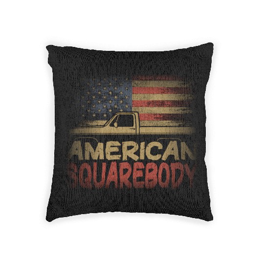 American Flag Square Body American Squarebody Truc Woven Pillows