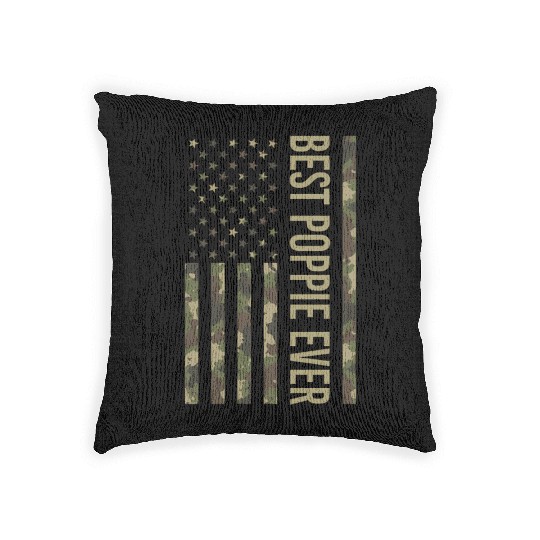 Best Poppie Ever Us American Flag Camo For Woven Pillows