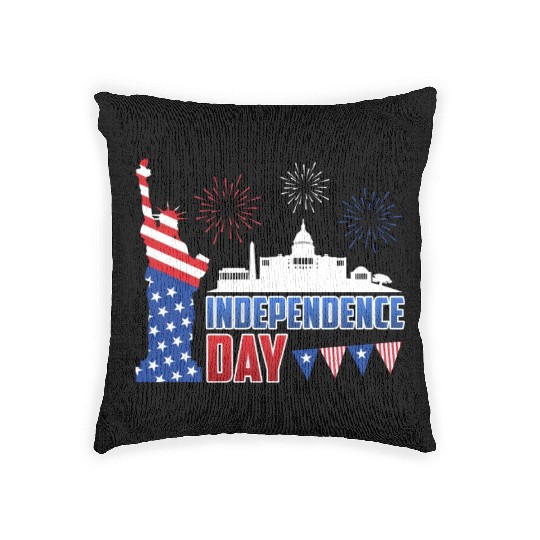 Independence Day Statue of Loverty America Party Woven Pillows